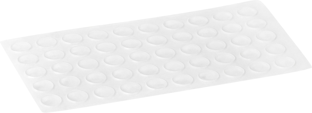 Elastikpuffer - halbkugelförmig, transparent | Ø 8mm | Höhe: 1,6mm (50 Stk./Streifen)