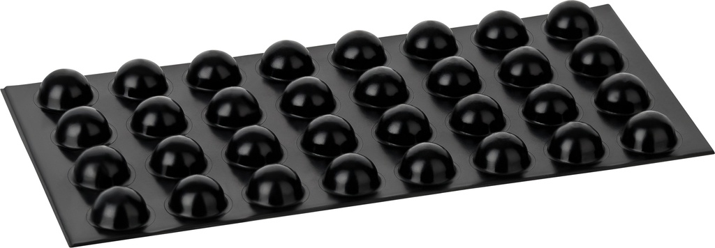 Elastikpuffer - halbkugelförmig, schwarz | Ø 16mm | Höhe: 7,9mm (32 Stk./Streifen)