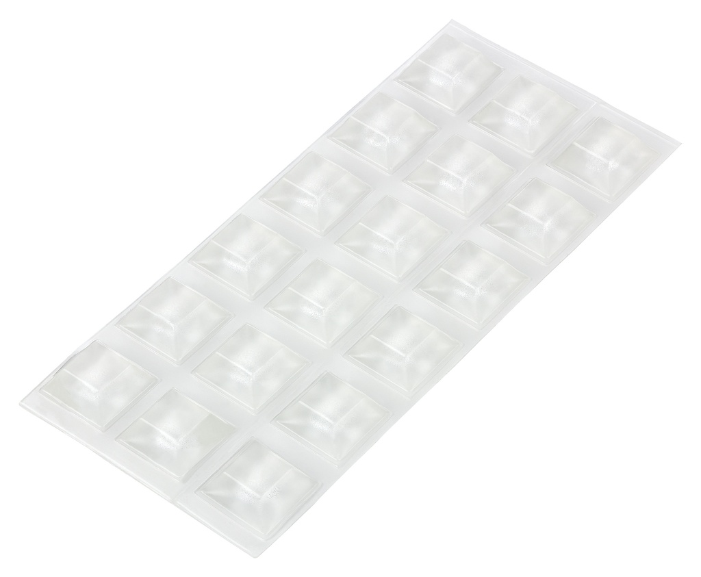 Elastikpuffer - quadratisch, transparent | 20,5x20,5mm | Höhe: 7,5mm (18 Stk./Streifen)
