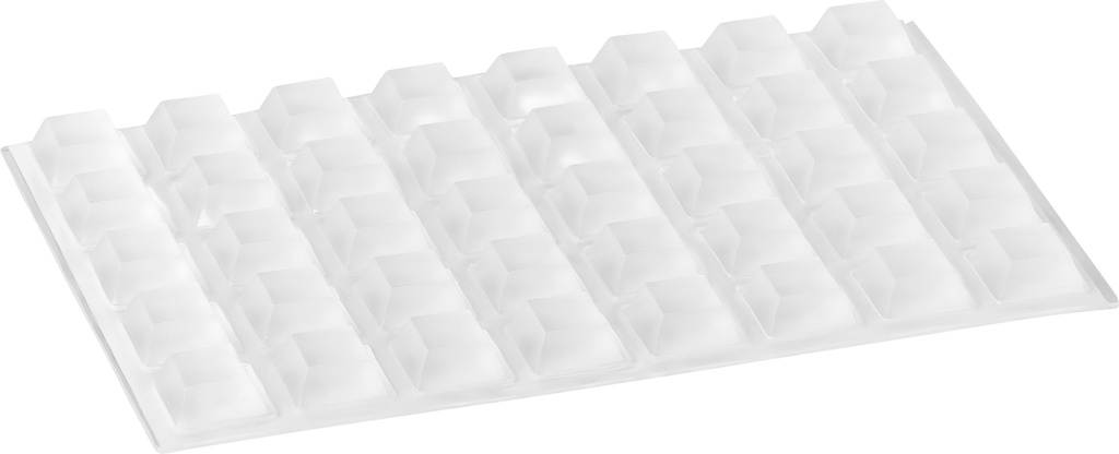 Elastikpuffer - quadratisch, transparent | 12,5x12,5mm | Höhe: 5,8mm (40 Stk./Streifen)