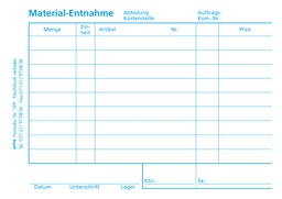 [189] Formular Material-Entnahmeschein, A6 quer, | 100 Blatt mit Blaupapier